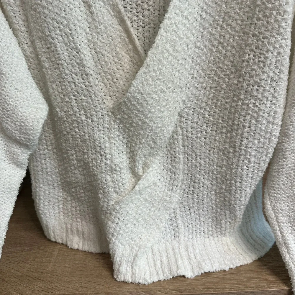 Free People Sweater Womens XS‎ White Twist Front Surplice V-Neck Textured Knit